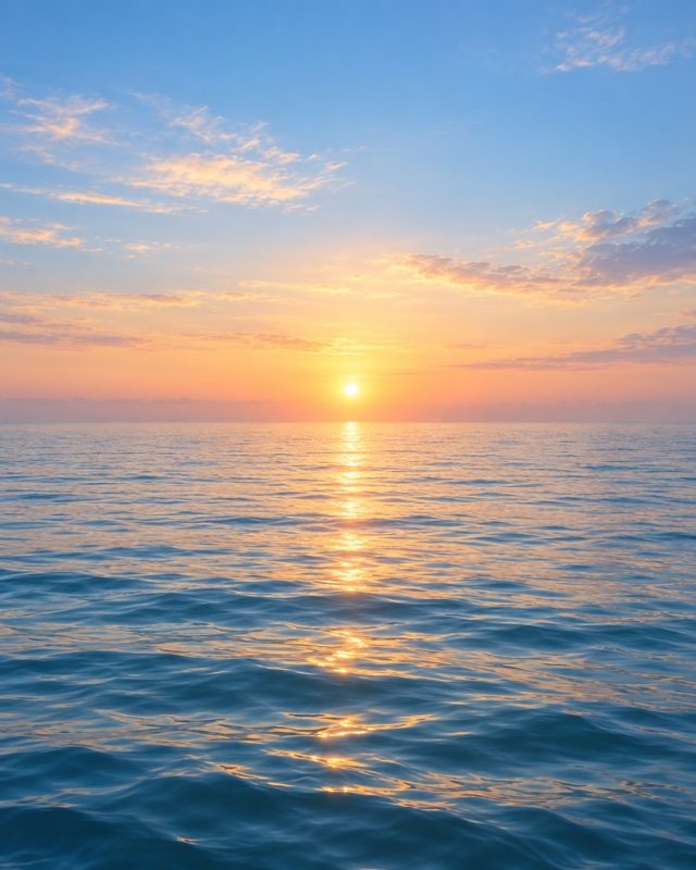 Example of the Ocean calm look: a calm sea under a sunset sky